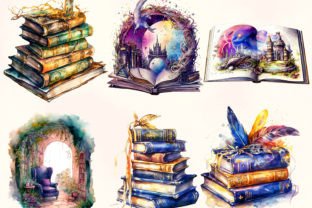 Watercolor Fantasy Books Clipart Graphic by BonaDesigns · Creative Fabrica