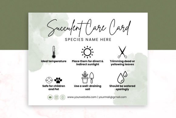Editable Succulent Care Card Template Graphic by SnapyBiz  Creative Fabrica