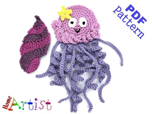 Jellyfish Crochet Applique Pattern