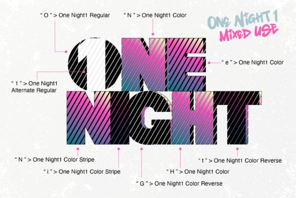 One Night 1 Font PNG with transparent background - Preview 2
