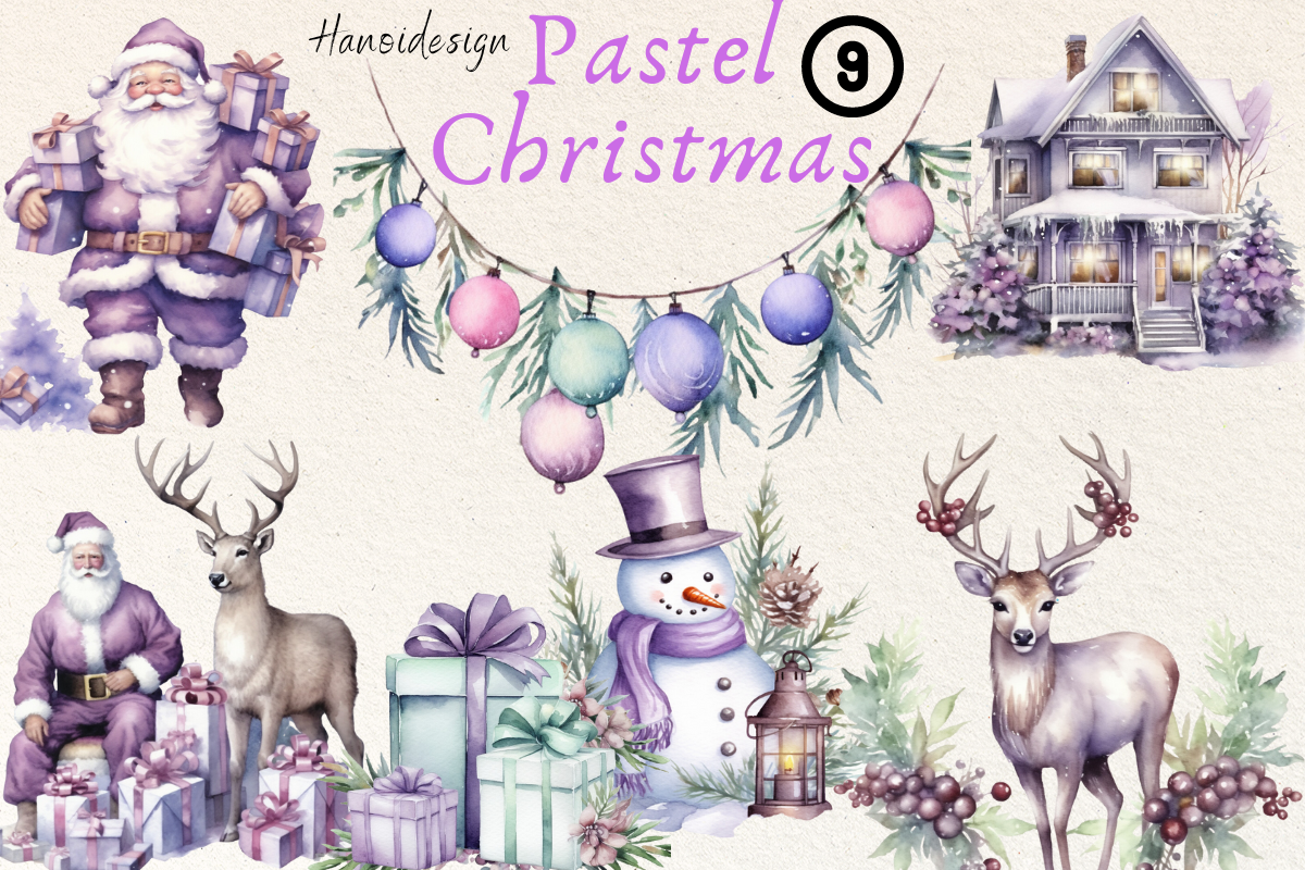 Pastel Christmas Watercolor Cliparts - photo 1