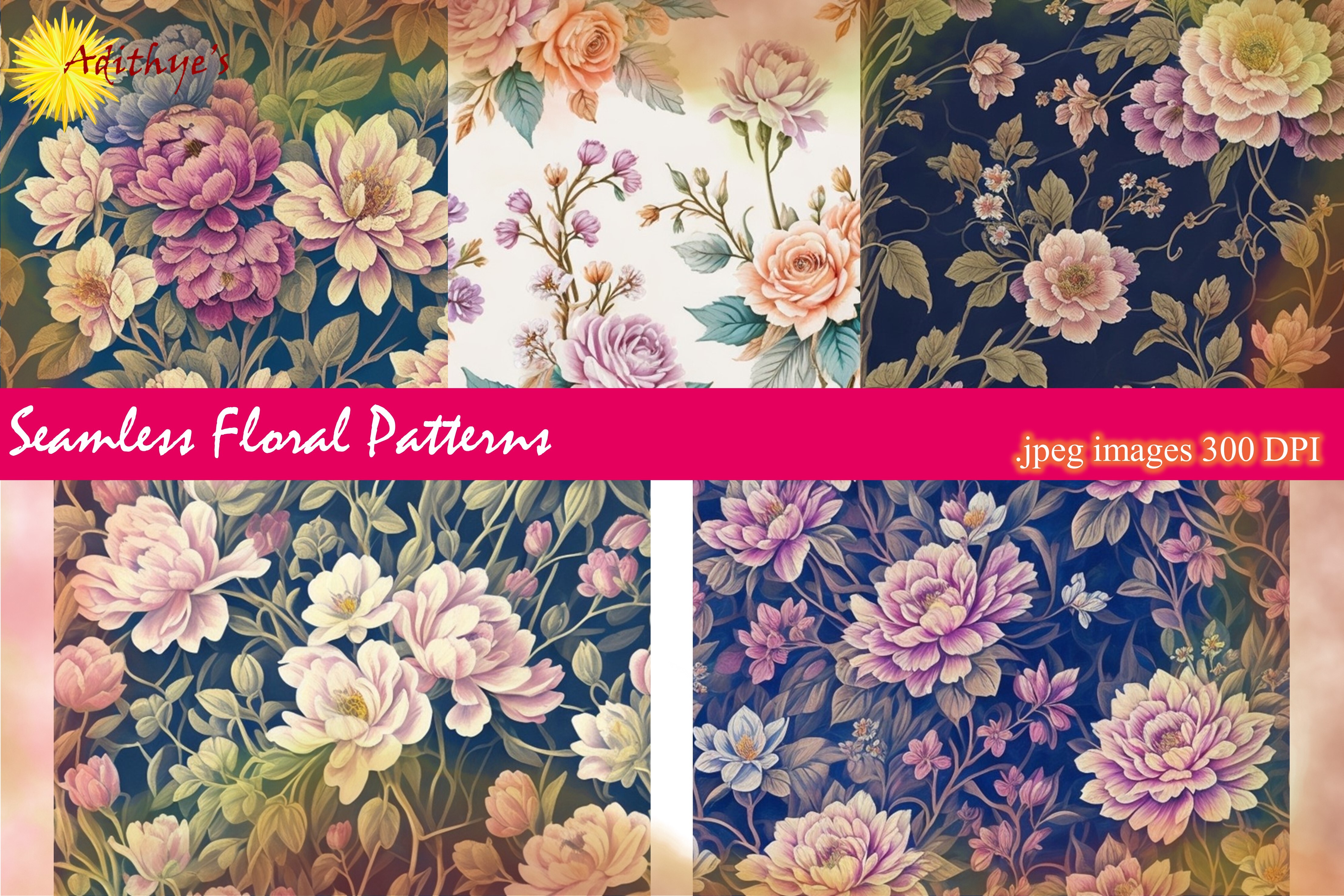 Seamless Floral Patterns Graphic by Adithye's · Creative Fabrica