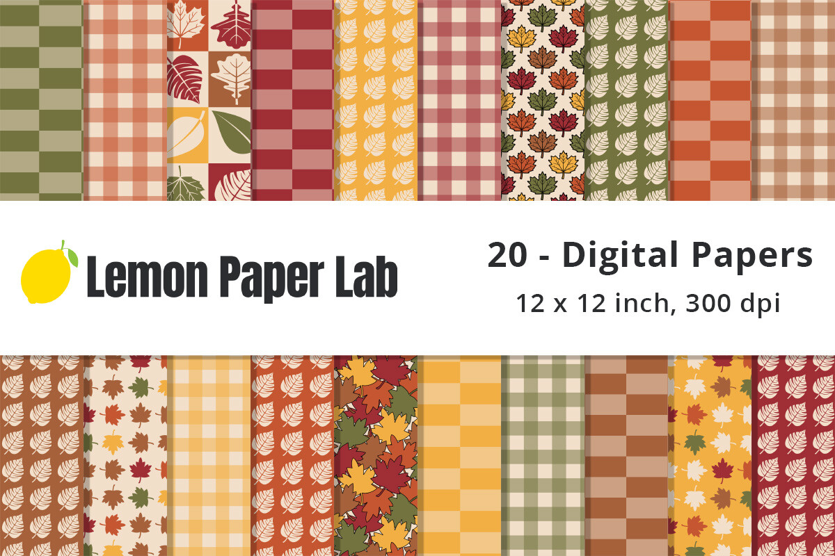 Fall Digital Patterns Graphic by Lemon Paper Lab · Creative Fabrica