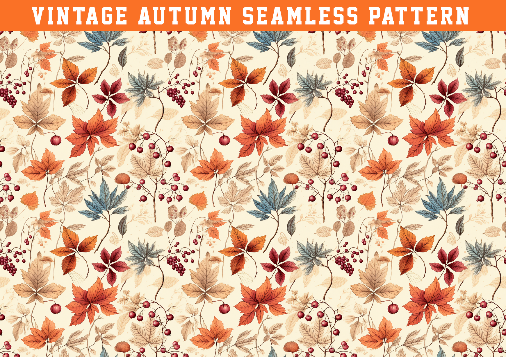 Fall Vintage Seamless Pattern Graphic by seasonal · Creative Fabrica