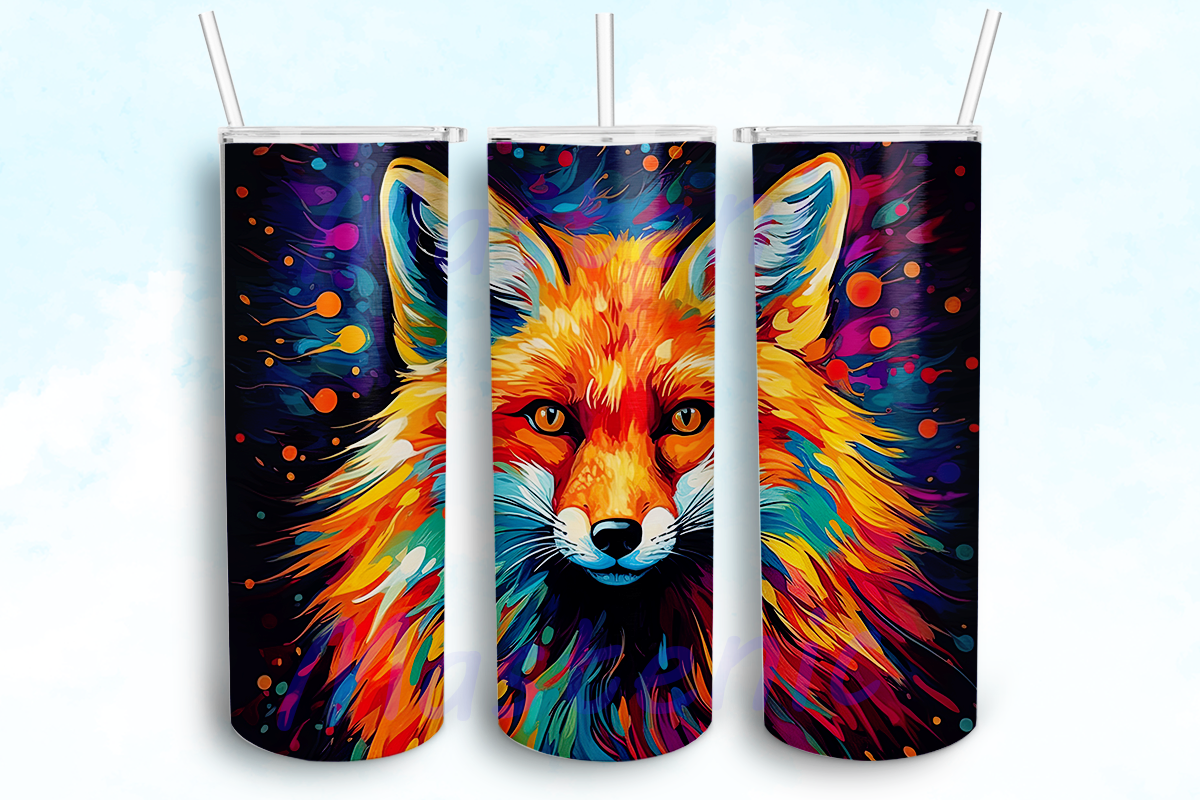 Fox 20 Oz Skinny Tumbler Sublimation Graphic by Mastenic · Creative Fabrica