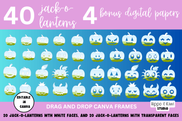 Jack-O-Lanterns Canva Frame Templates Graphic Halloween Templates By Hippo and Kiwi Studio