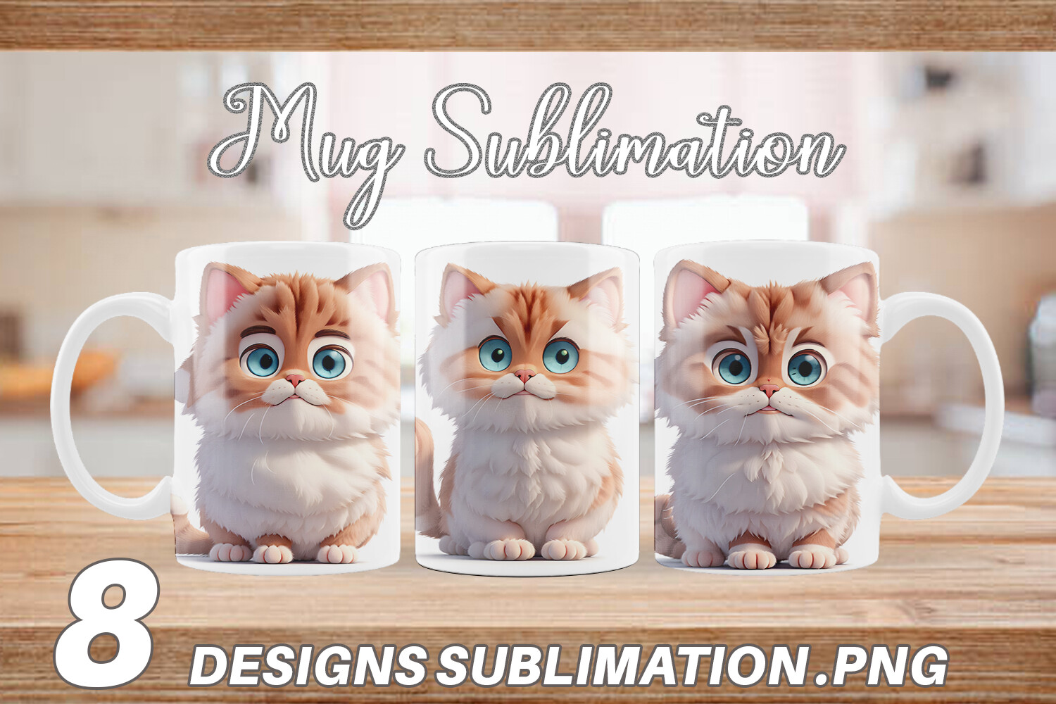 Mug Wraps 3D Cute Little Cat Graphic by Artnoy · Creative Fabrica
