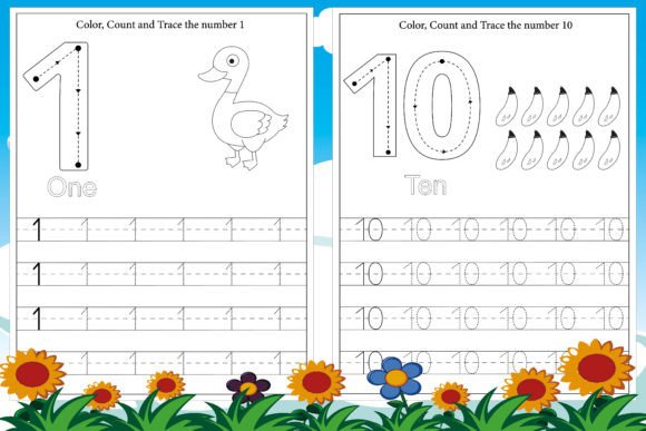 Number Tracing Preschool Math Worksheet Illustration Maternelle Par Milon Store