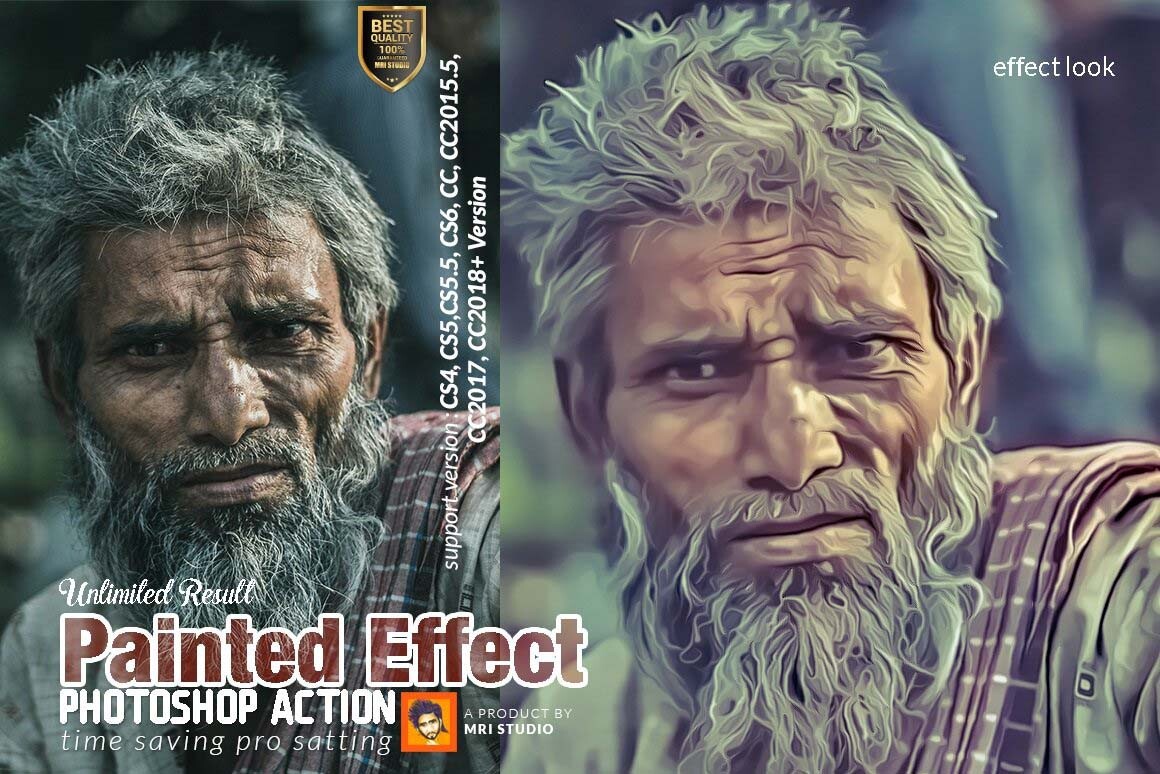 Good Action Graphics Painted Effect Photoshop Action Graphic by mristudio · Creative Fabrica