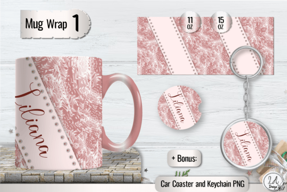 Pink Add Your Name Mug Wrap Sublimation Graphics
