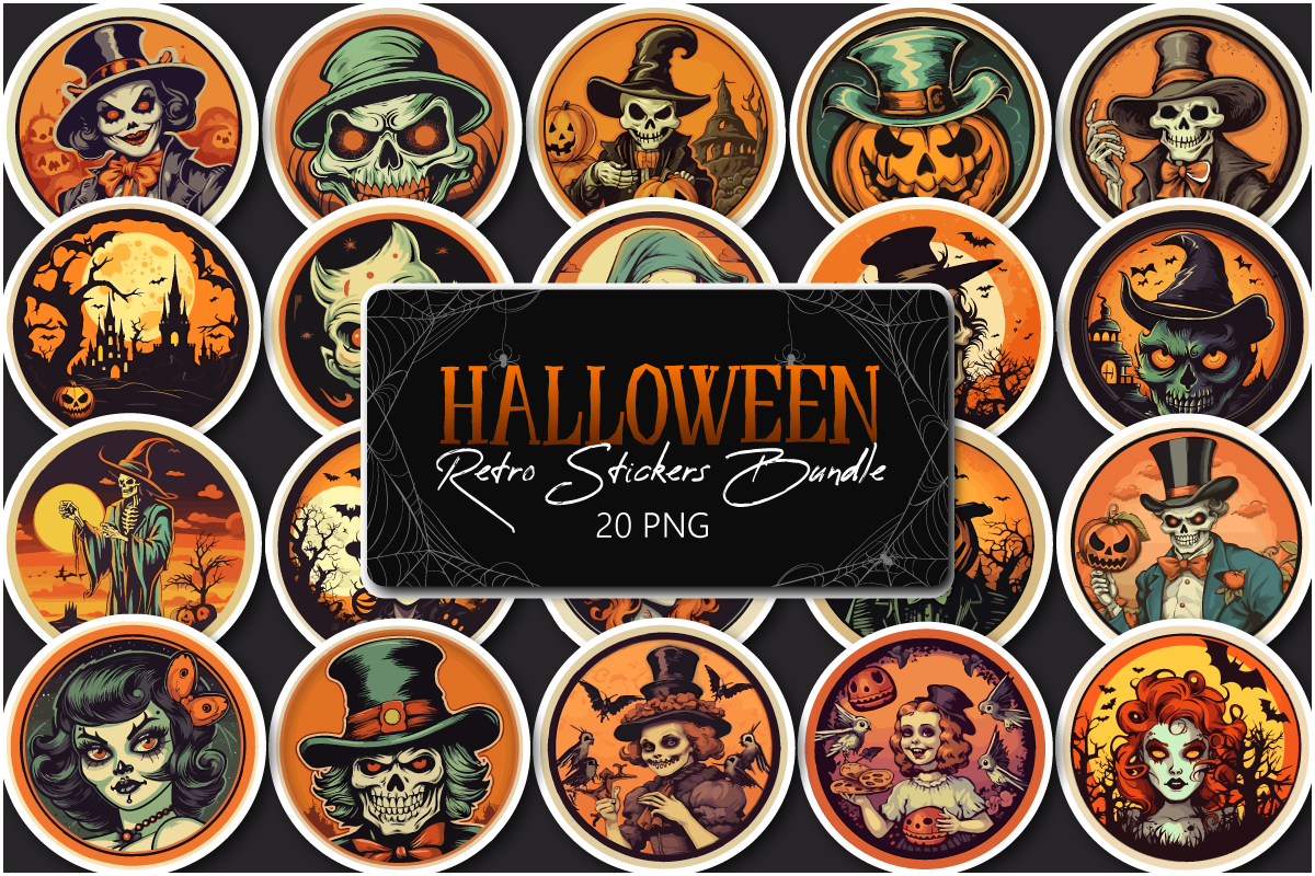 Retro Halloween Stickers Bundle