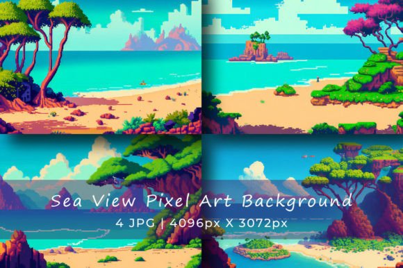 Sea View Pixel Art Illustration