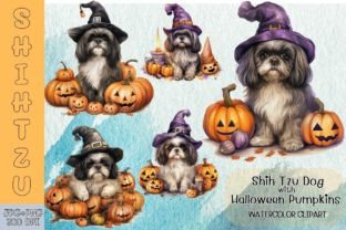 Shih Tzu with Halloween Pumpkins Clipart Graphic by earthstudiotomo ...
