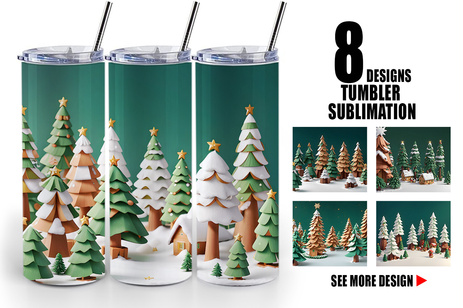 Tumbler 3D Tree Christmas Graphic by Artnoy · Creative Fabrica