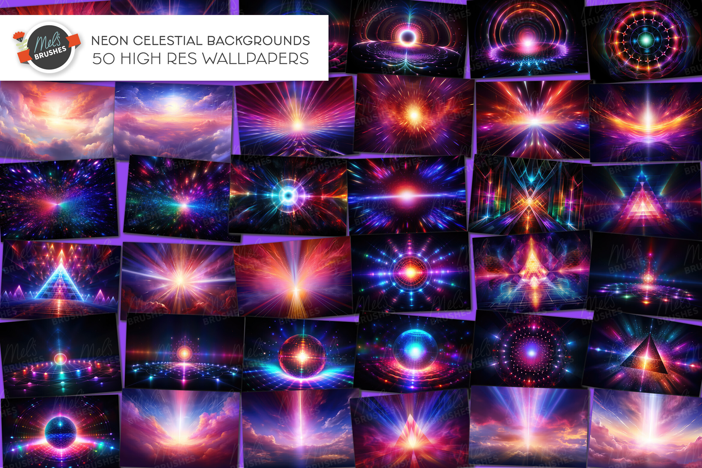 50 Neon Celestial Sci-Fi Backgrounds