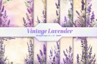 Vintage Lavender Digital Paper Pack Graphic by DifferPP · Creative Fabrica