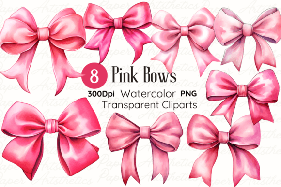 Watercolor Pink Bow Clipart Baby Shower