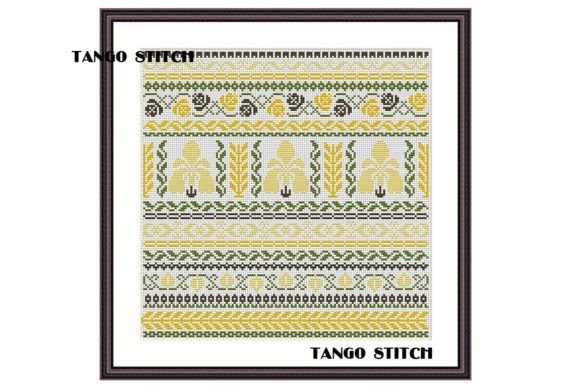 Yellow Floral Art Nouveau Sampler Design