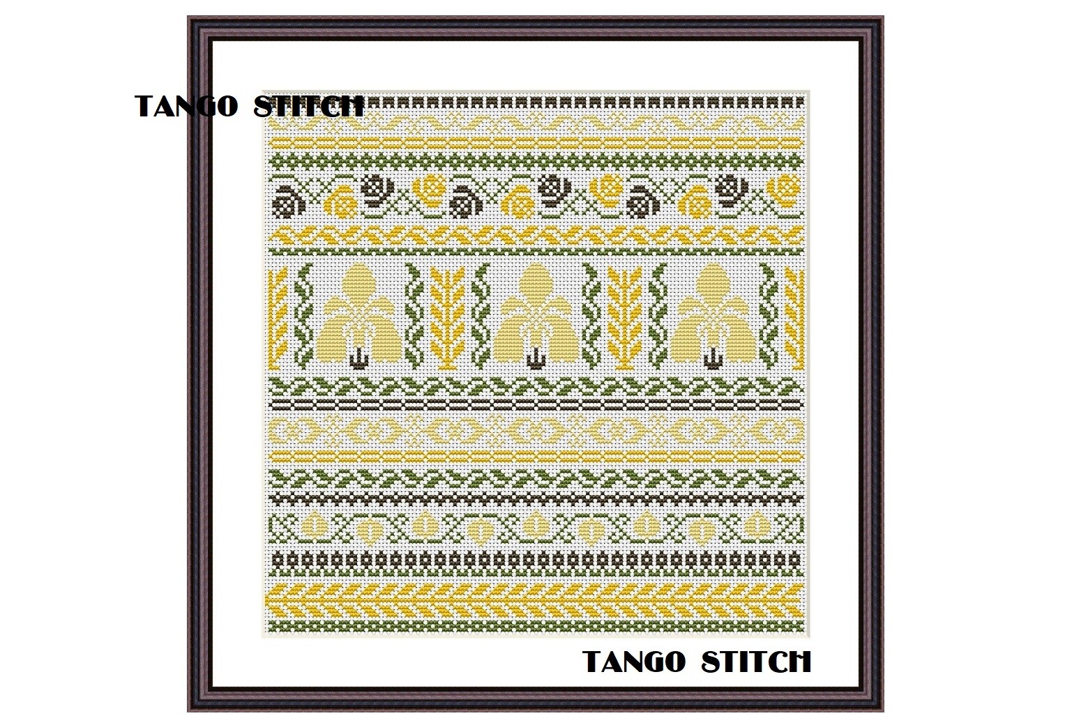 Yellow Floral Art Nouveau Sampler Design