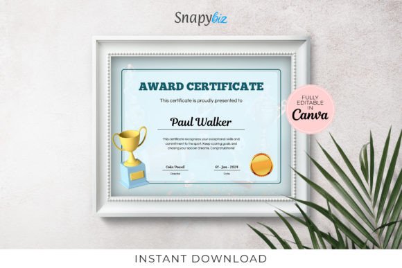 Award Certificate Editable Template
