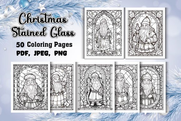Christmas Stained Glass Coloring Pages