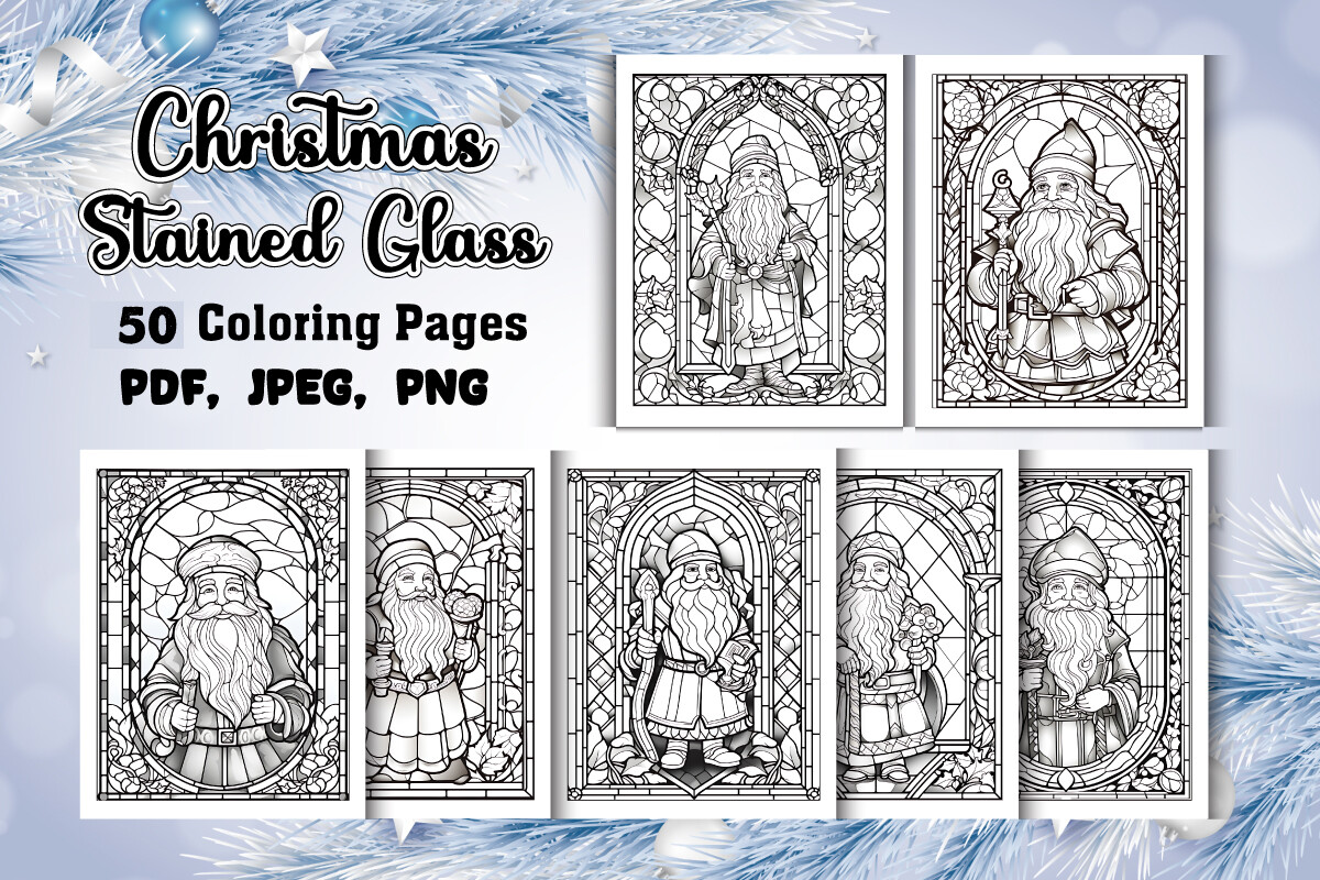 Christmas Stained Glass Coloring Pages