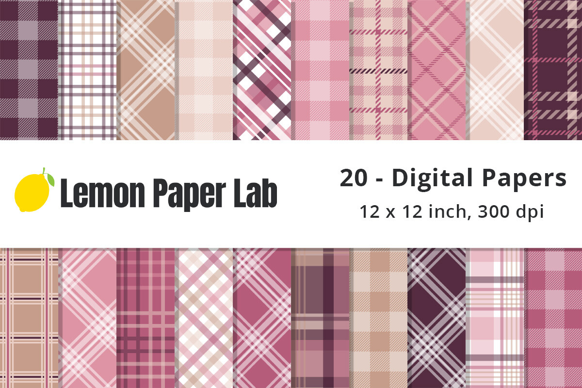 Pink Plaid Digital Background Graphic by Lemon Paper Lab · Creative Fabrica
