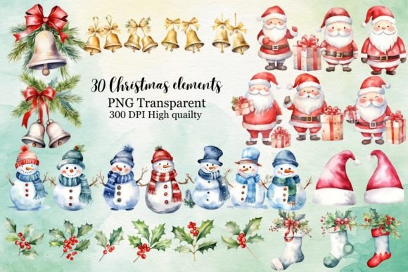 Cute Cat Christmas Watercolor Clipart Graphic by Dstuio · Creative Fabrica
