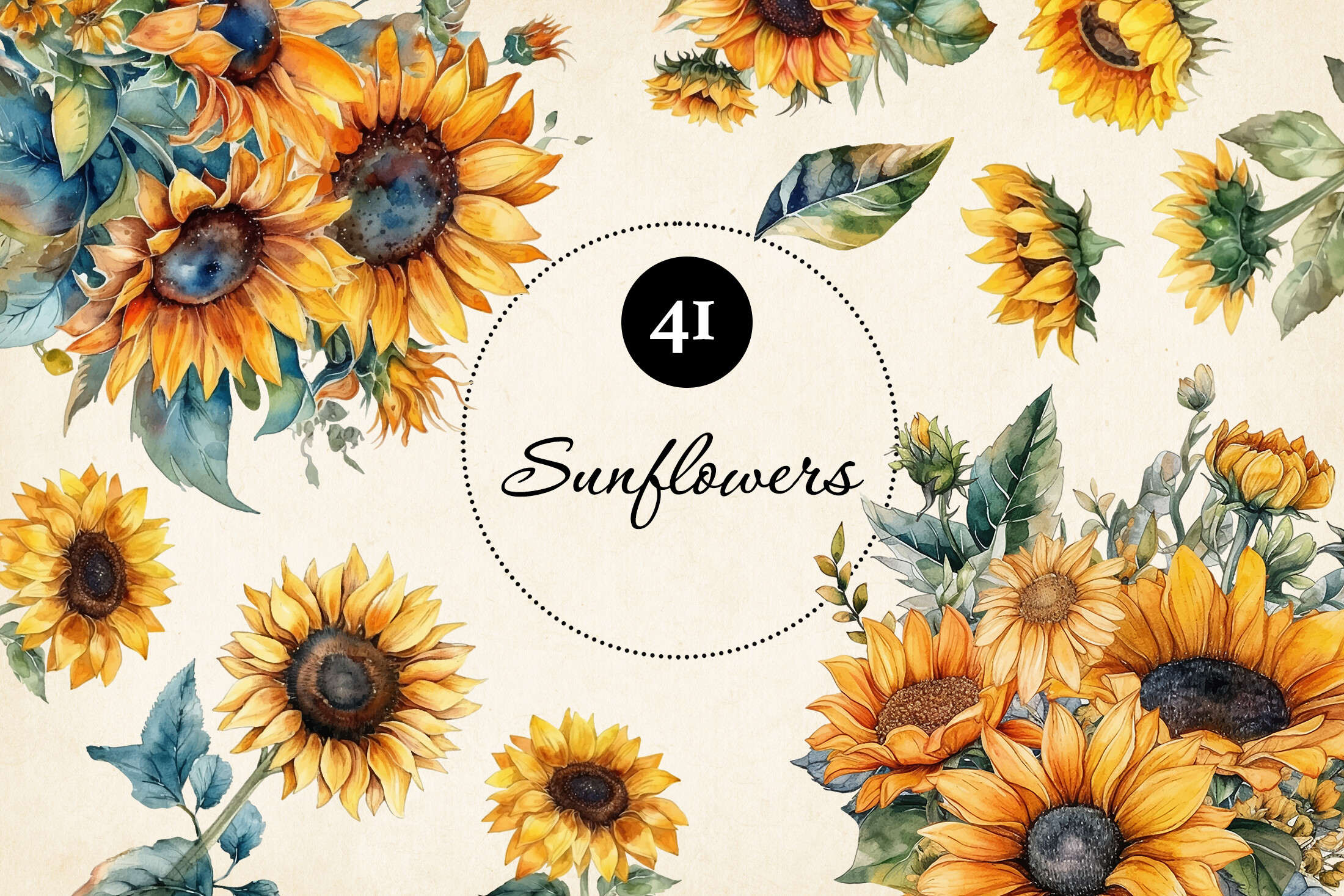 Watercolor Sunflower Bundle Graphic by Paper Art Garden · Creative Fabrica