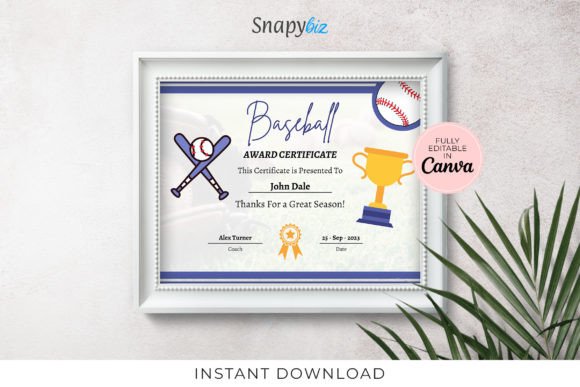 Baseball Award Certificate Template