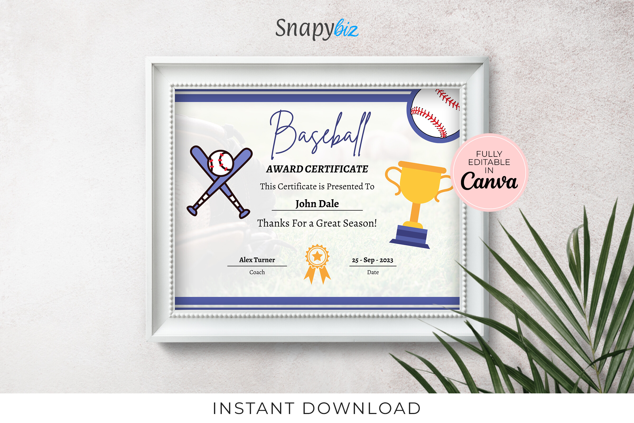 Baseball Award Certificate Template