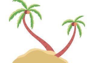Coconut Tree on Beach Illustration Graphic by PurMoon · Creative Fabrica