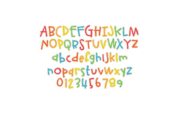 Kindergarten Colors Font PNG with transparent background - Preview 1