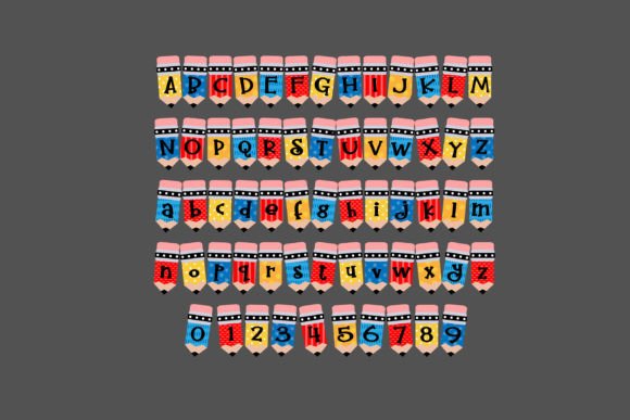 Pencil Pattern Font PNG with transparent background - Preview 2
