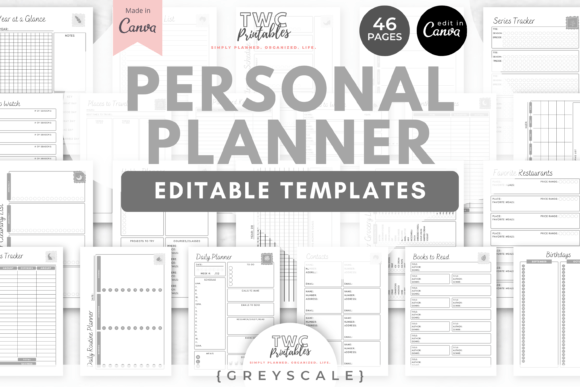 Personal Planner Canva Templates | GREYS