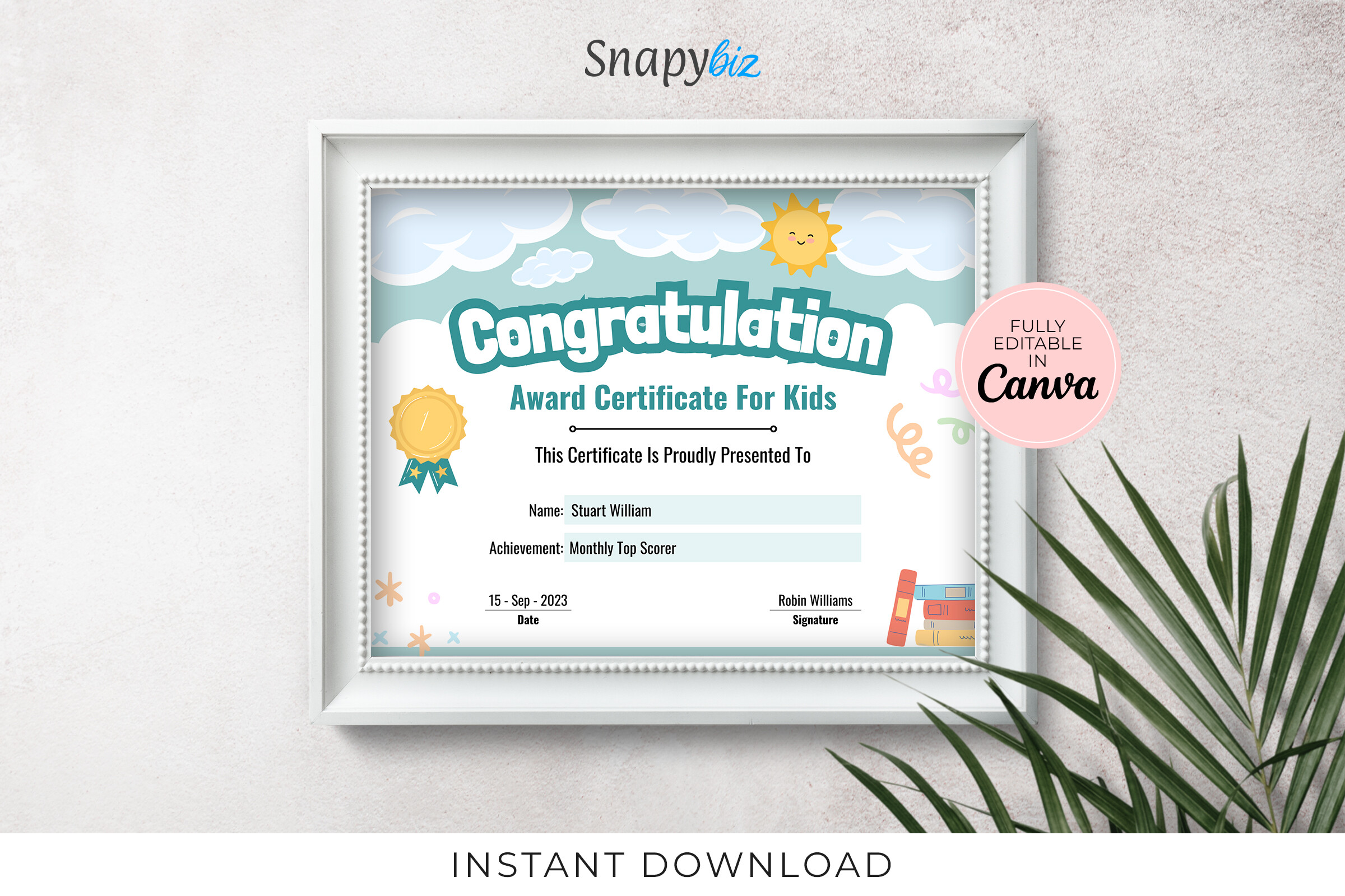 Printable Award Certificate for Kids