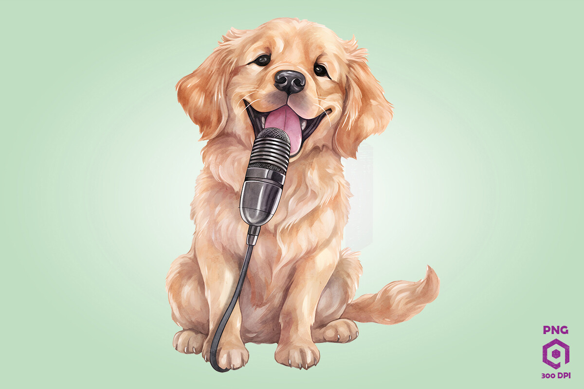 Singer Golden Retriever Dog Clipart Graphic by Quoteer · Creative Fabrica