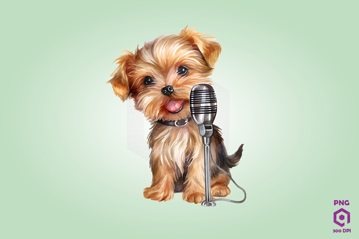 Singer Yorkshire Terrier Dog Clipart Graphic by Quoteer · Creative Fabrica