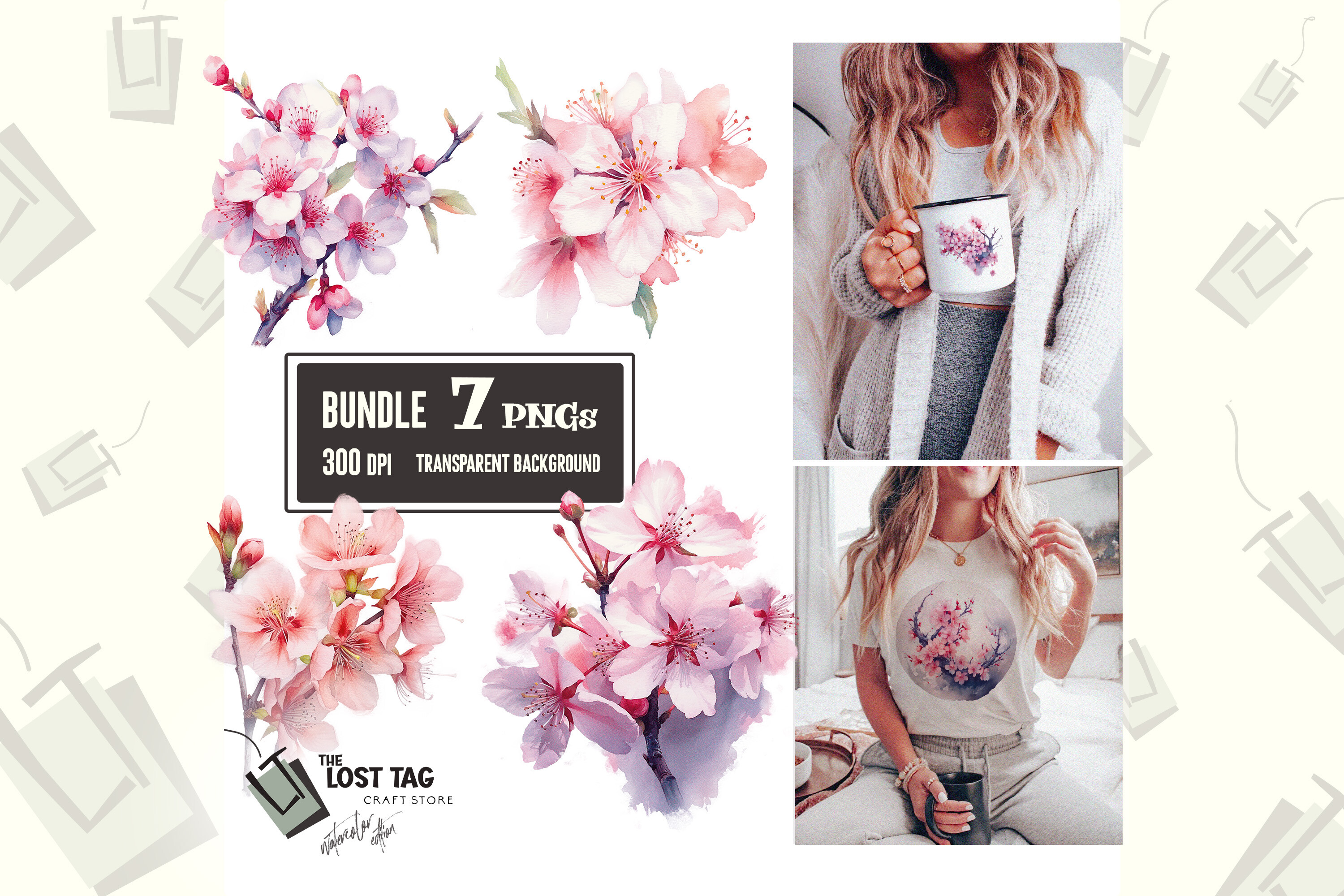 Cherry Blossom Clip Art Bundle Png Pod Graphic by SVGbyCalligrapher ...