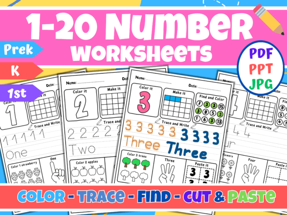 1-20 Number Worksheets for Kids