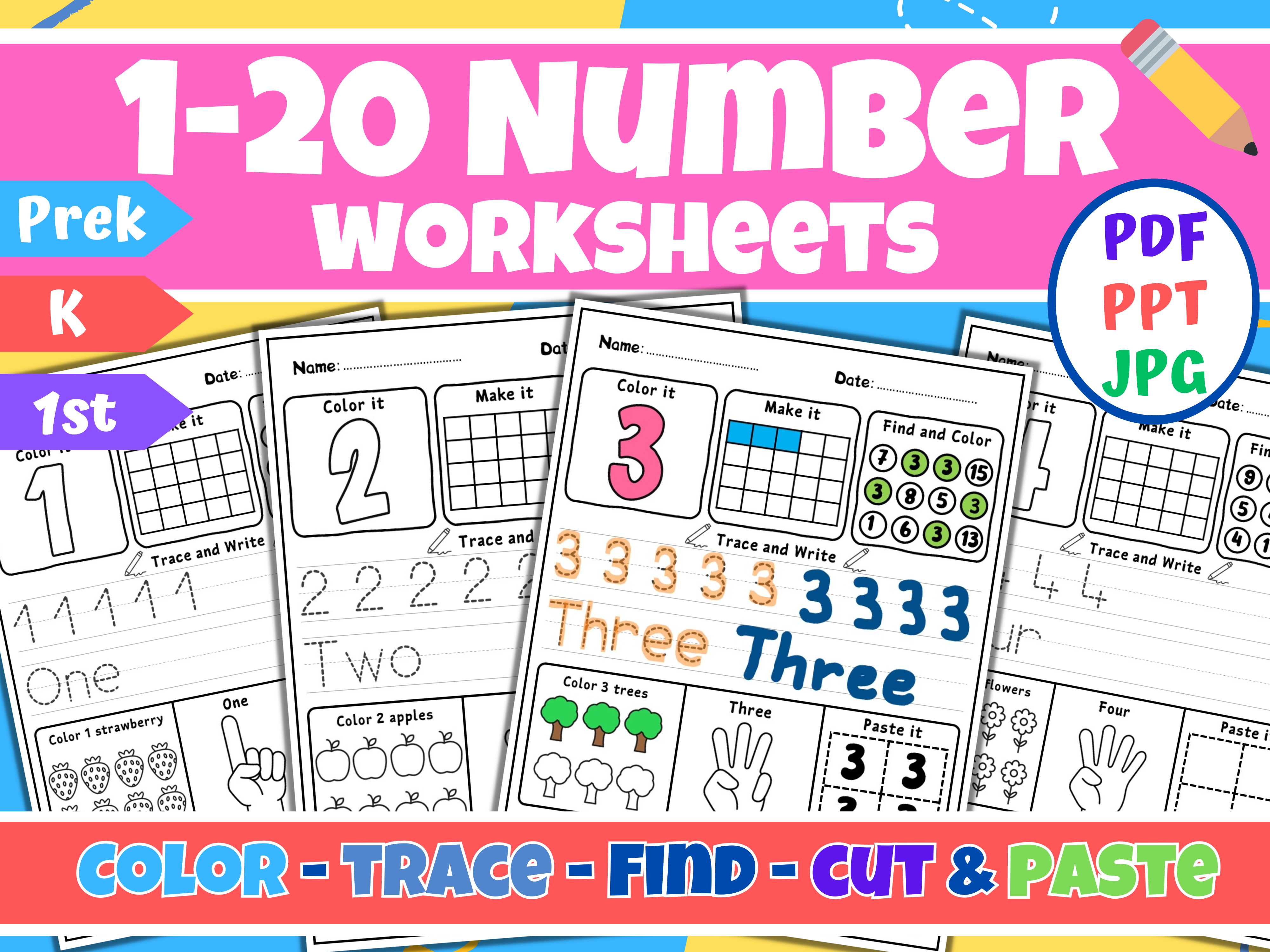 1-20 Number Worksheets for Kids