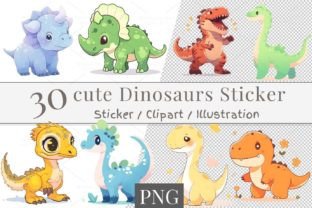 30 Dinosaurs Sticker Clipart, PNG 815 Graphic by SWcreativeWhispers ...