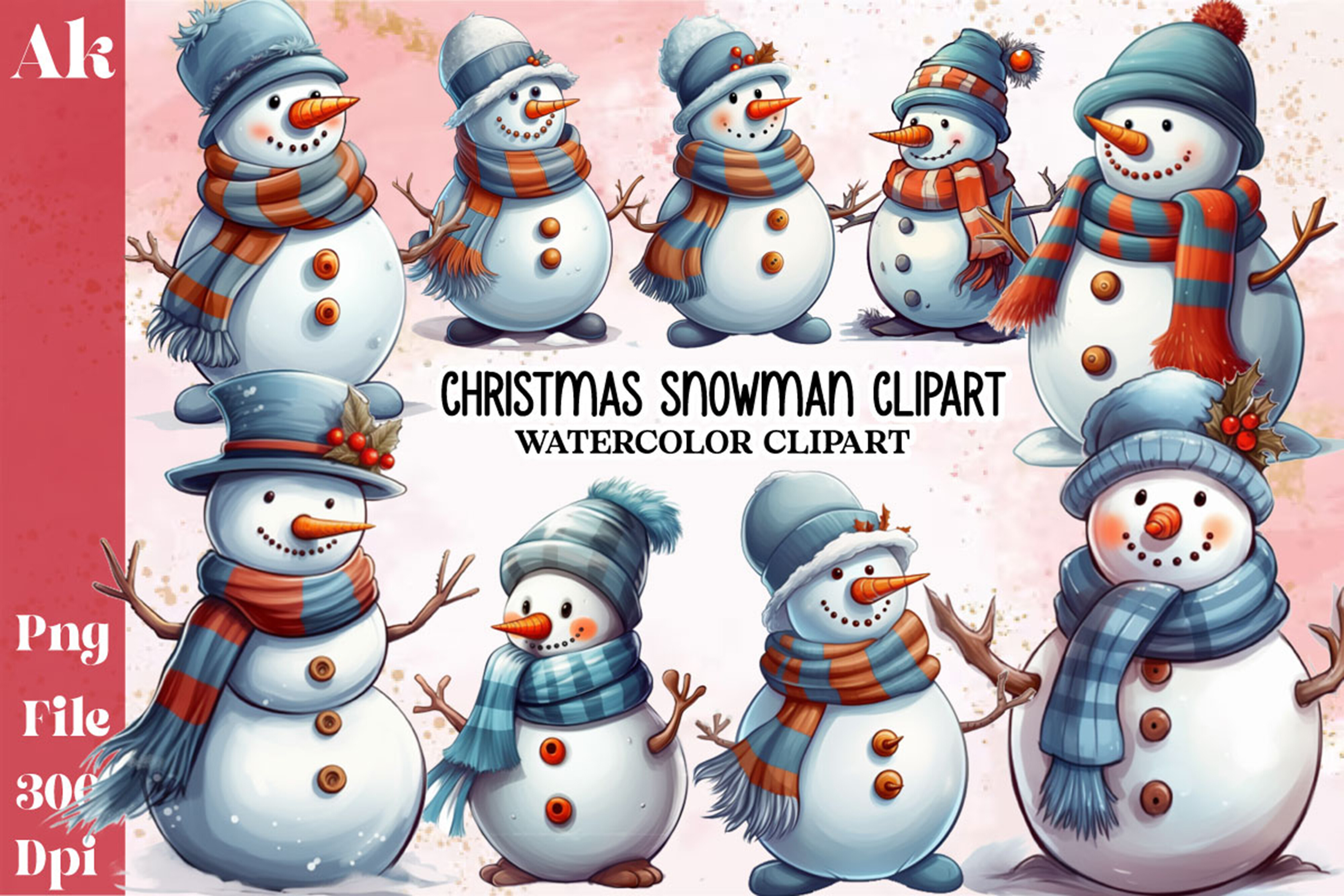 Christmas Snowman Sublimation Clipart Graphic by Ak Artwork · Creative ...