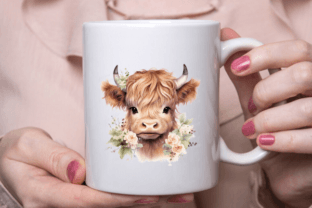 Floral Baby Highland Cow PNG Clipart Graphic by Sabuydee Design ...