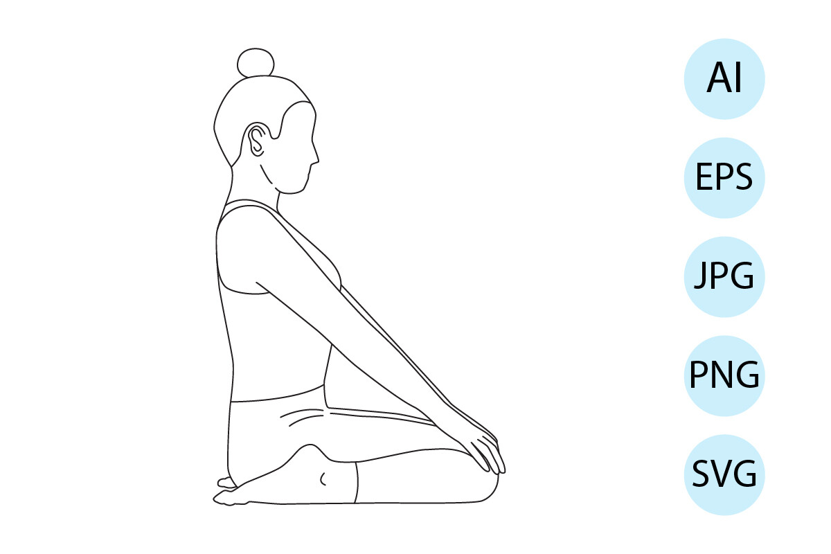 Line Art of Yoga in Hero Pose Graphic by littlebeeshop · Creative Fabrica