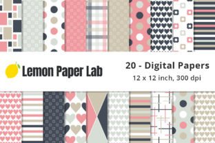 Pink and Navy Digital Scrapbook Paper Graphic by Lemon Paper Lab ...