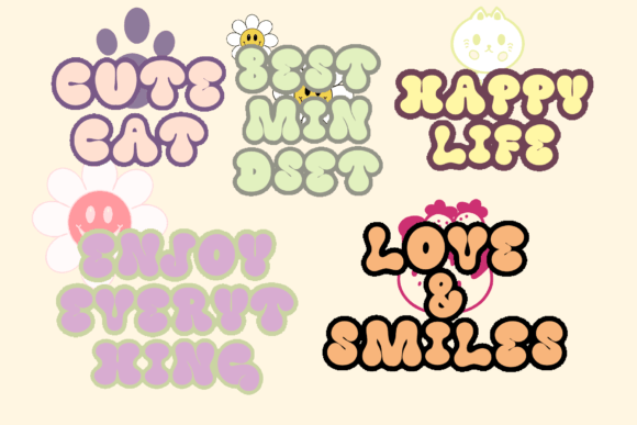 Retro Cute Font PNG with transparent background - Preview 1