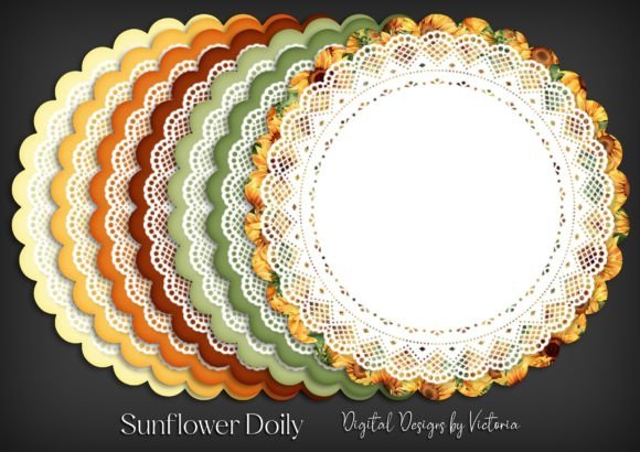 Sunflower Doily Graphic Decorative Elements By Digital Designs by Victoria