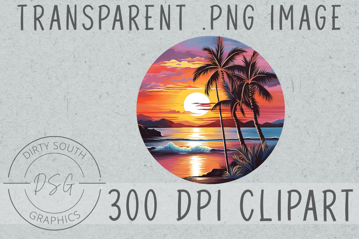 Tropical Beach Sunset Graphic by Dirty South Graphics · Creative Fabrica