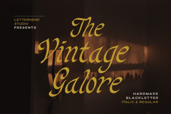Preview specimen of Vintage Galore blackletter font